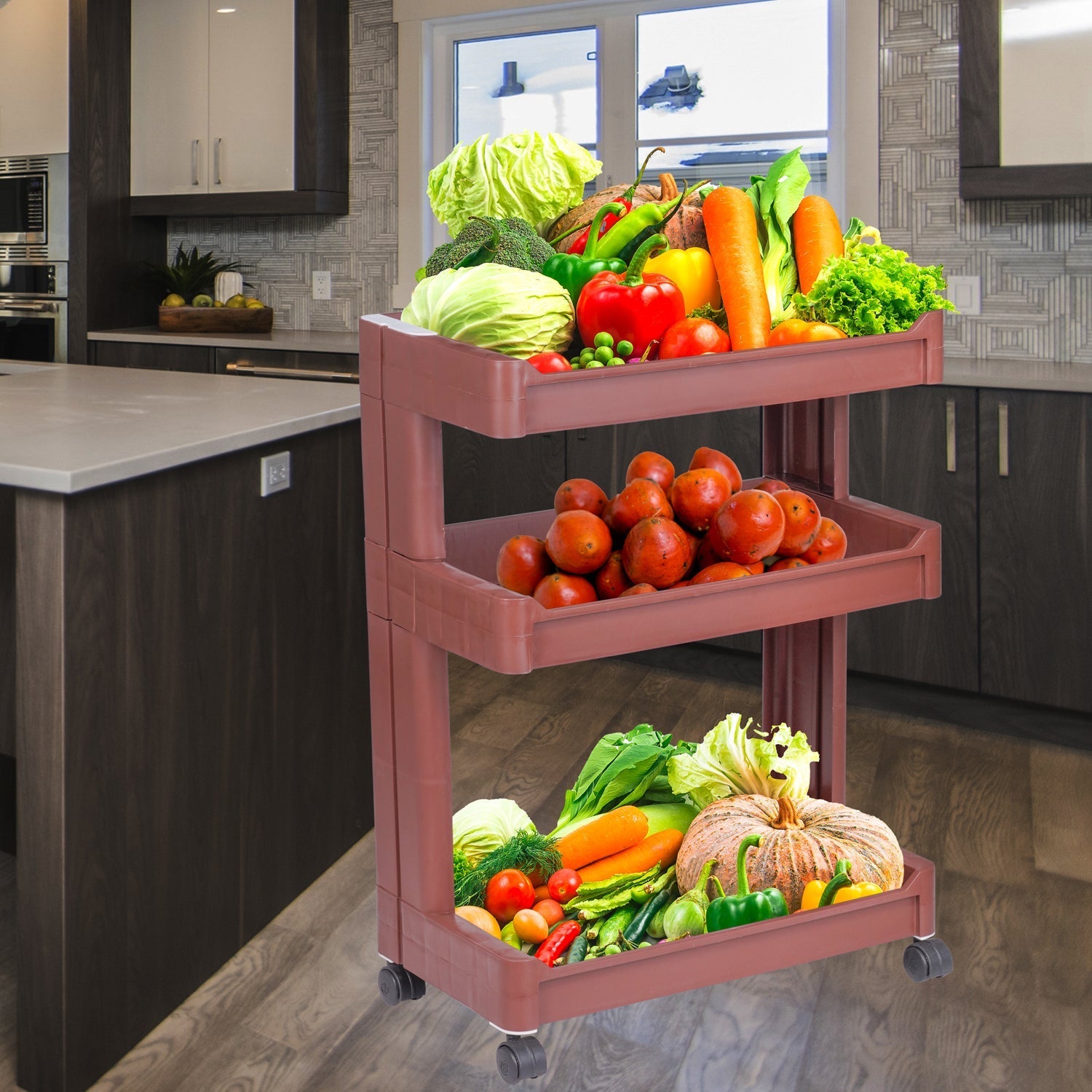 Plastic serving trolley for kitchen and bar use Plastic serving trolley for kitchen and bar use